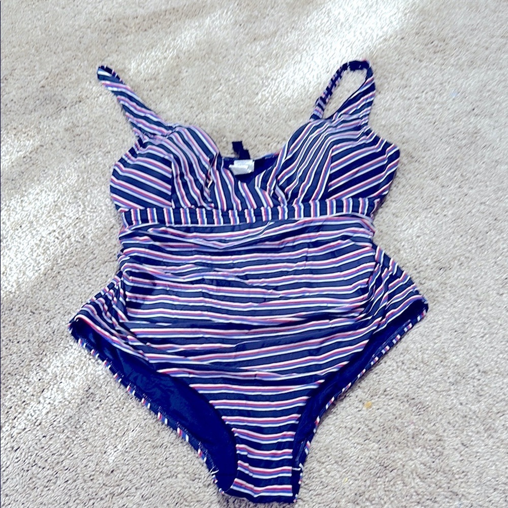 Nip Tuck One Piece Swim Red  While Blue size 12